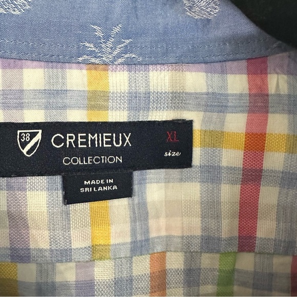 Cremieux Collection Men’s Short Sleeve Blue & White Plaid Button Up Sz XL GUC - Picture 3 of 7